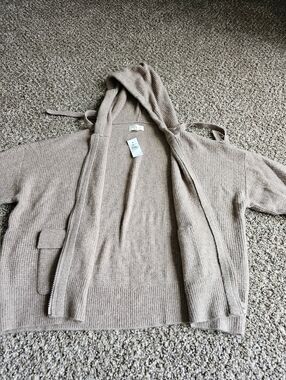 Lou & Grey Taupe Zip Hoodie Cardigan
